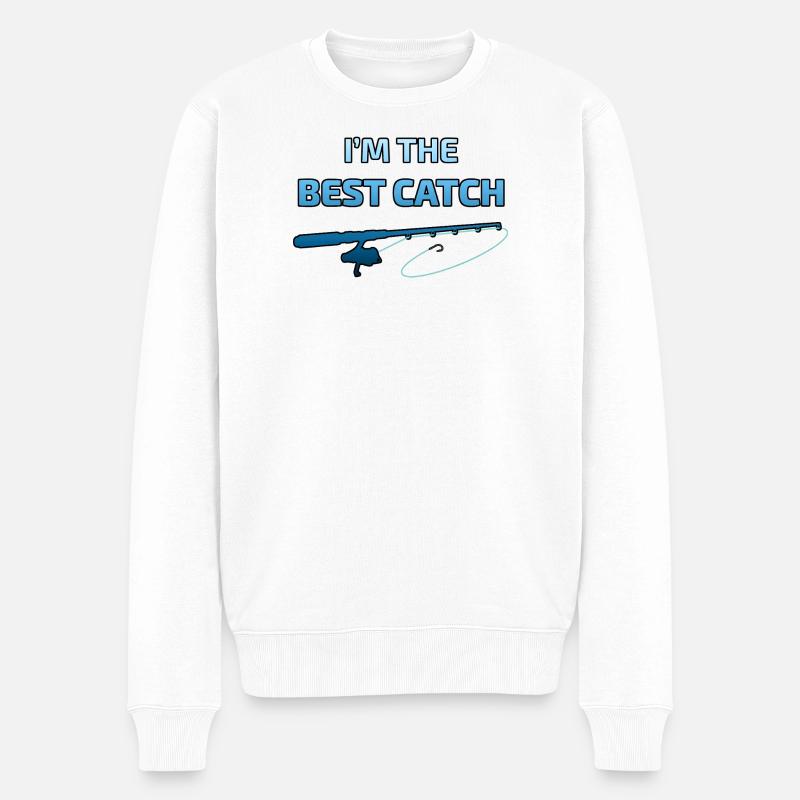 Ich bin der beste Fang - Männer Premium Bio Pullover - Weiß