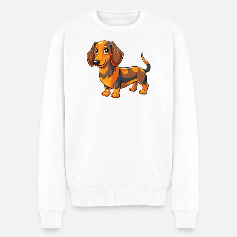 Dackel - Männer Premium Bio Pullover - Weiß