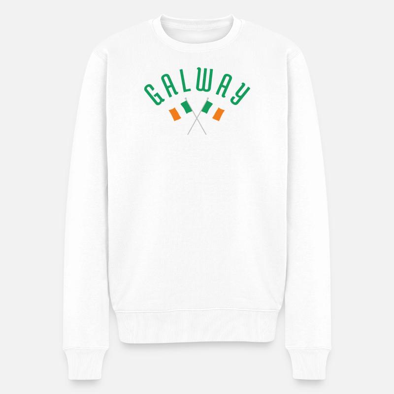 Galway-Kreuzende irische Flaggen - Männer Premium Bio Pullover - Weiß