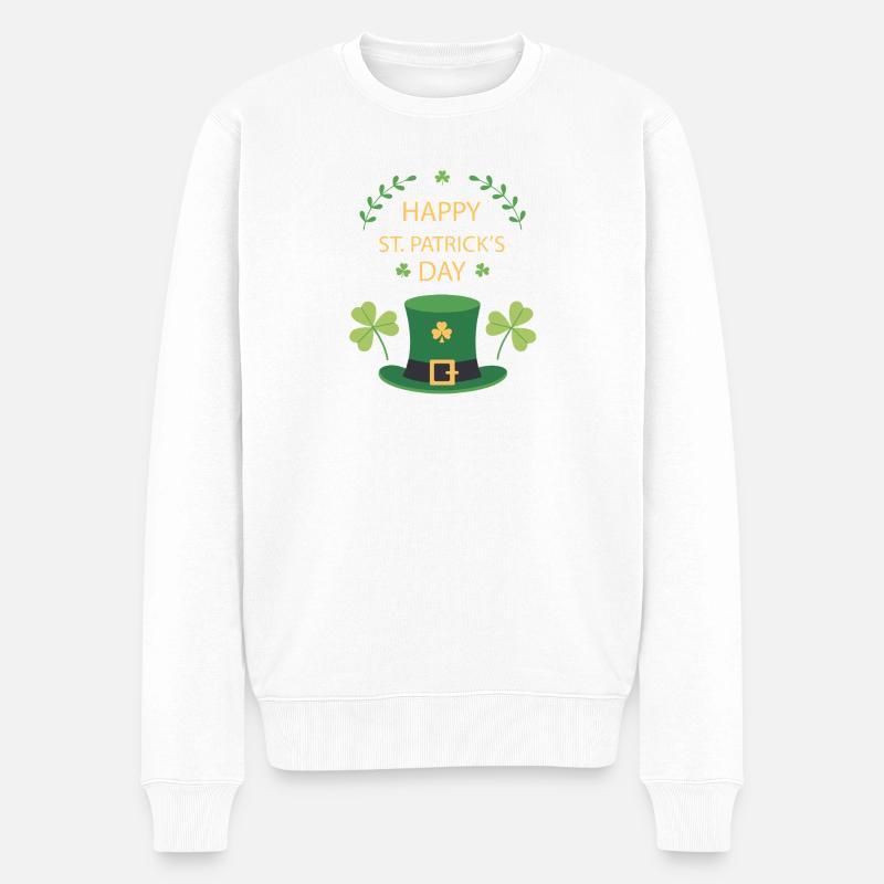 Chapeau Vert Saint Patrick - Pull Premium bio Homme - blanc