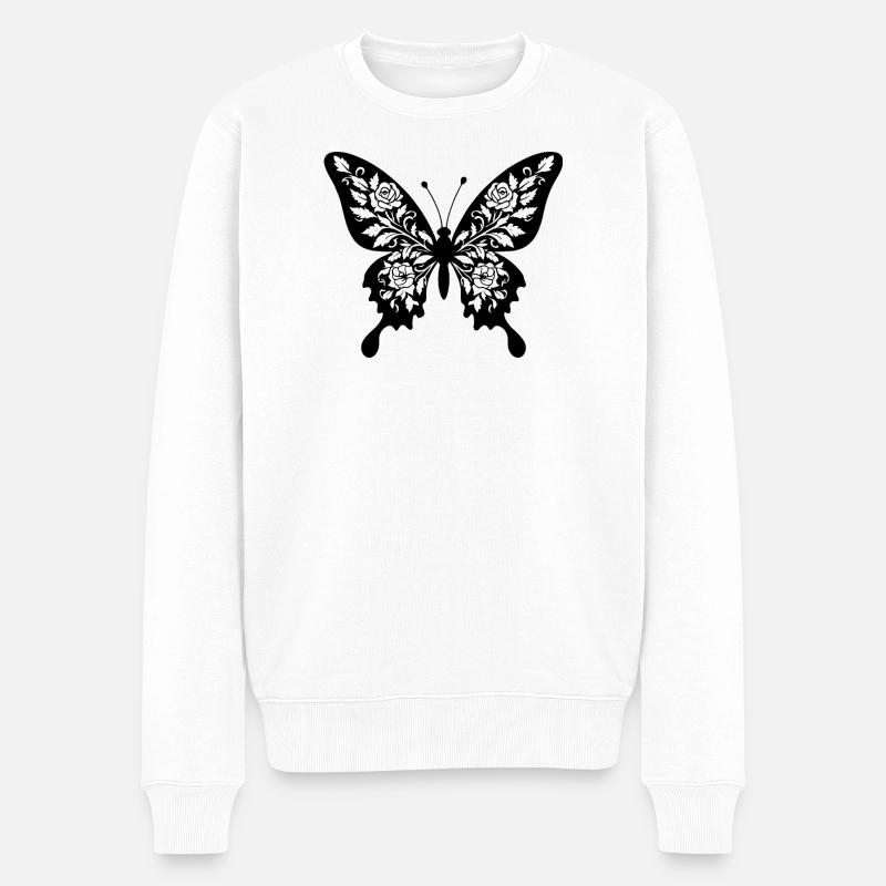 Papillon fleur filigrane - Pull Premium bio Homme - blanc