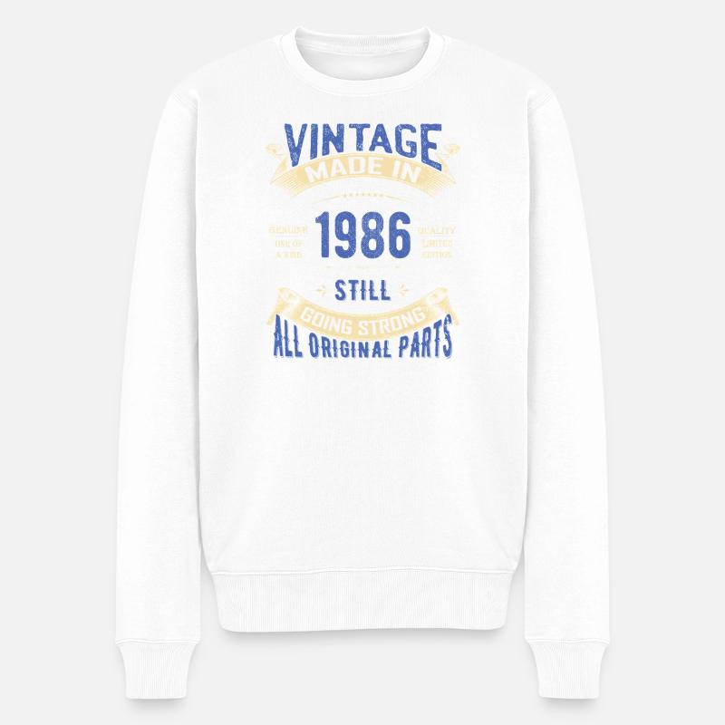 Vintage 1986 läuft immer noch stark - Männer Premium Bio Pullover - Weiß