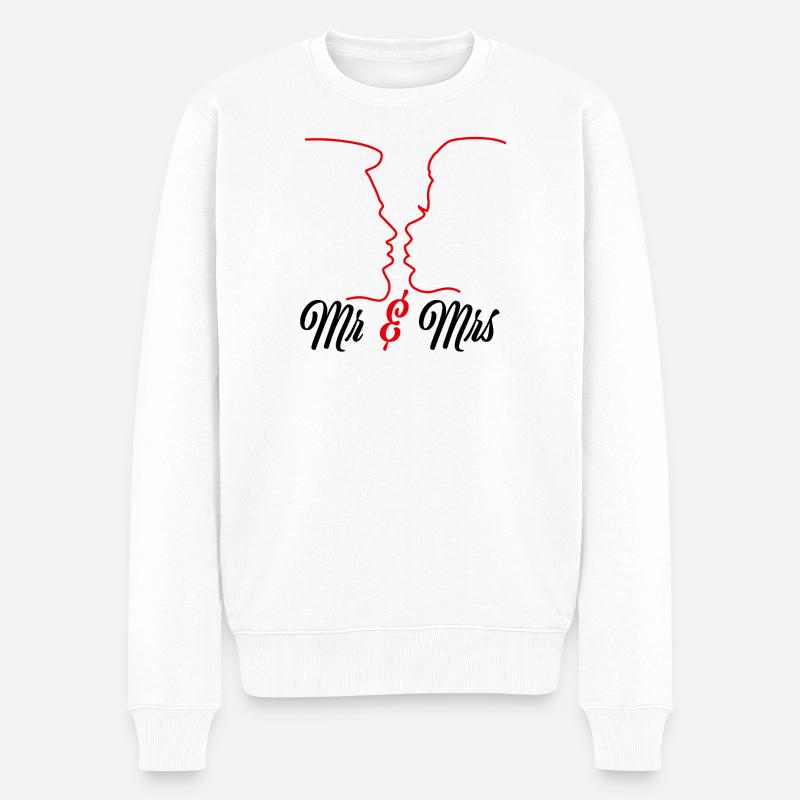 Mr. and Mrs - Just Married - Männer Premium Bio Pullover - Weiß