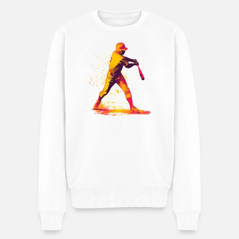 Farbexplosion Baseball-Schläger - Männer Premium Bio Pullover - Weiß