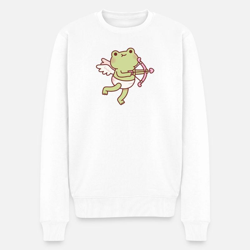 Süßer Frosch-Amor Engel - Männer Premium Bio Pullover - Weiß
