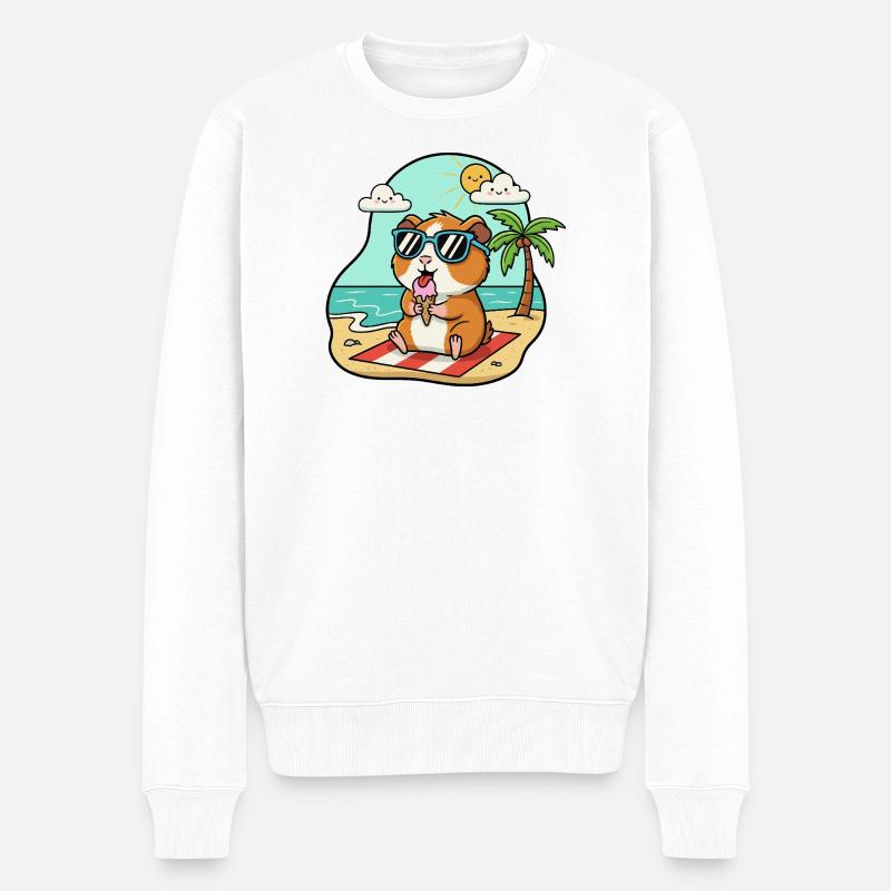 Sonniges Hamster-Urlaubsmotiv - Männer Premium Bio Pullover - Weiß