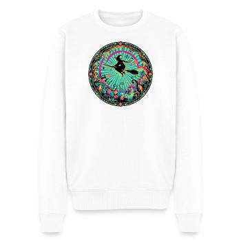 Motif psychédélique du vol des sorcières de la Forêt Sauvage - Pull Premium bio Homme - blanc - Devant - Thijin (182cm)