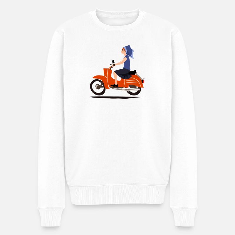 DELNJOSERBOWKA MOPED - Männer Premium Bio Pullover - Weiß