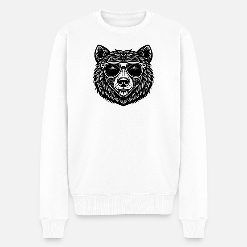 Ours avec des lunettes de soleil - Pull Premium bio Homme - blanc