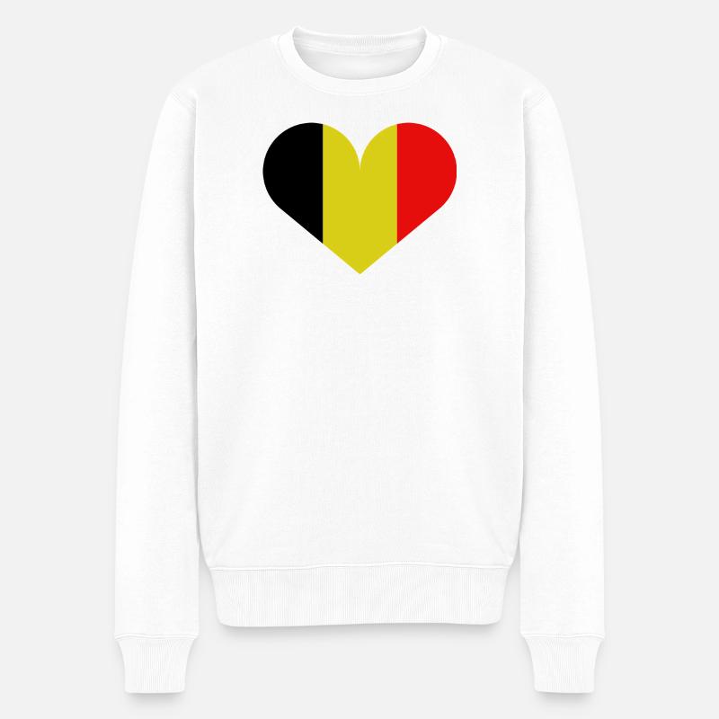 Belgische herzförmige Flagge - Männer Premium Bio Pullover - Weiß