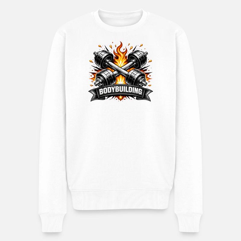 Haltères lourds croisés avec des lettres - Pull Premium bio Homme - blanc