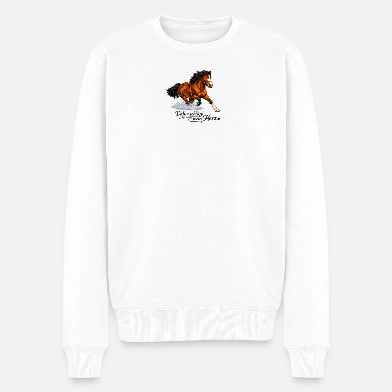 Pferd - Dafür schlägt mein Herz - Männer Premium Bio Pullover - Weiß
