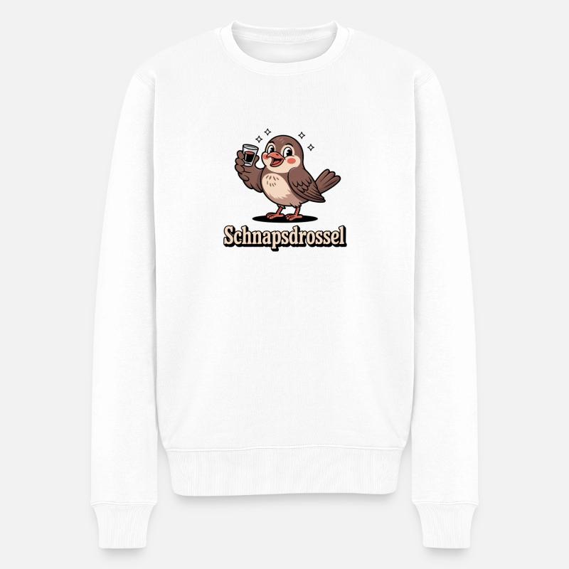 Schnapsdrossel Lustiger Trink Spruch - Männer Premium Bio Pullover - Weiß
