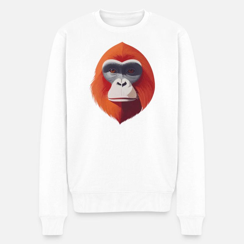 Orang-Utan Kunstporträt - Männer Premium Bio Pullover - Weiß