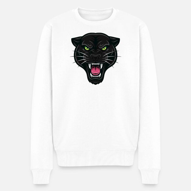 Panthère Noire Yeux Verts Force - Pull Premium bio Homme - blanc
