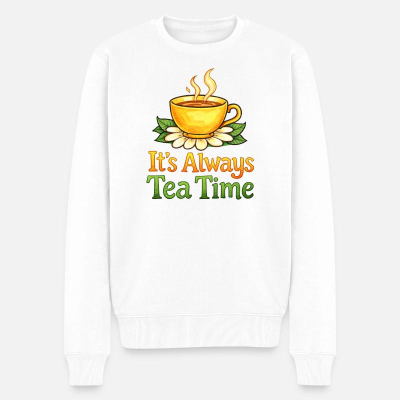 Always Tea Time Teetassen-Design - Männer Premium Bio Pullover - Weiß