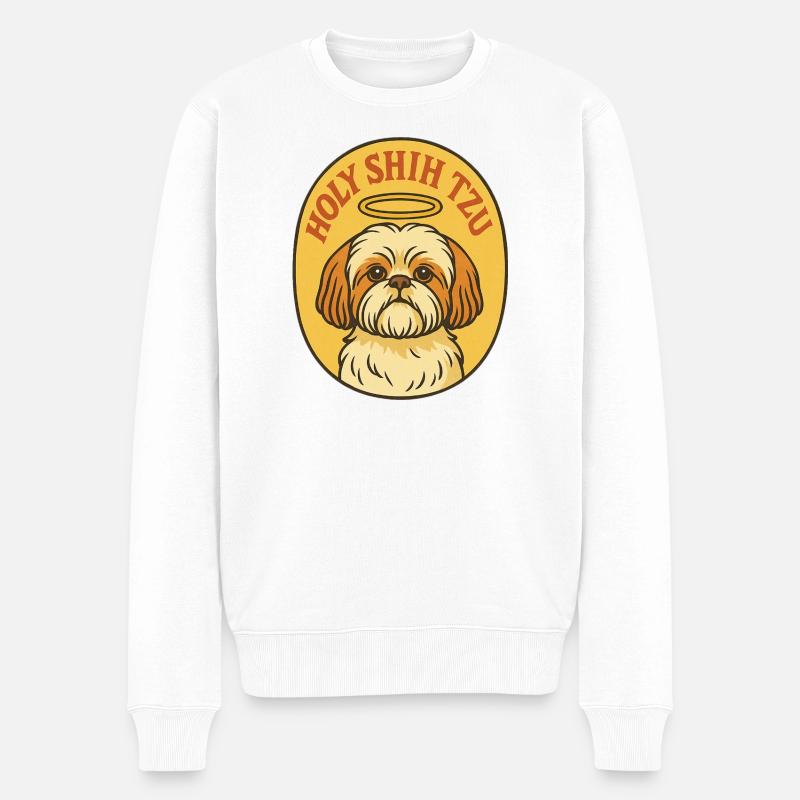 Heiliger Shih Tzu Halo-Abzeichen - Männer Premium Bio Pullover - Weiß