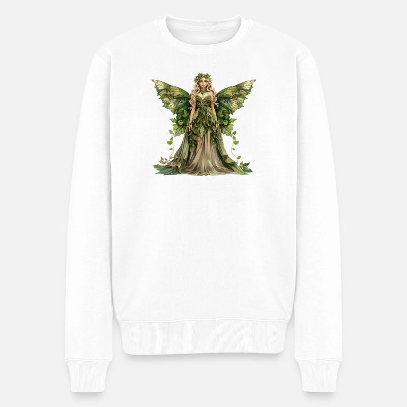 Waldfee Schmetterling - Männer Premium Bio Pullover - Weiß