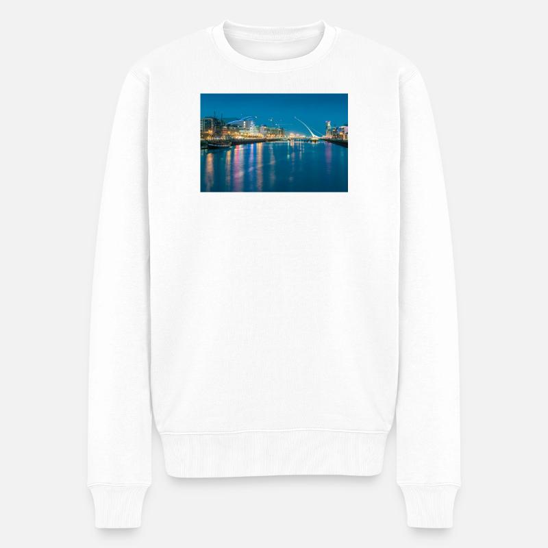 Abenddämmerung in Dublin - Männer Premium Bio Pullover - Weiß