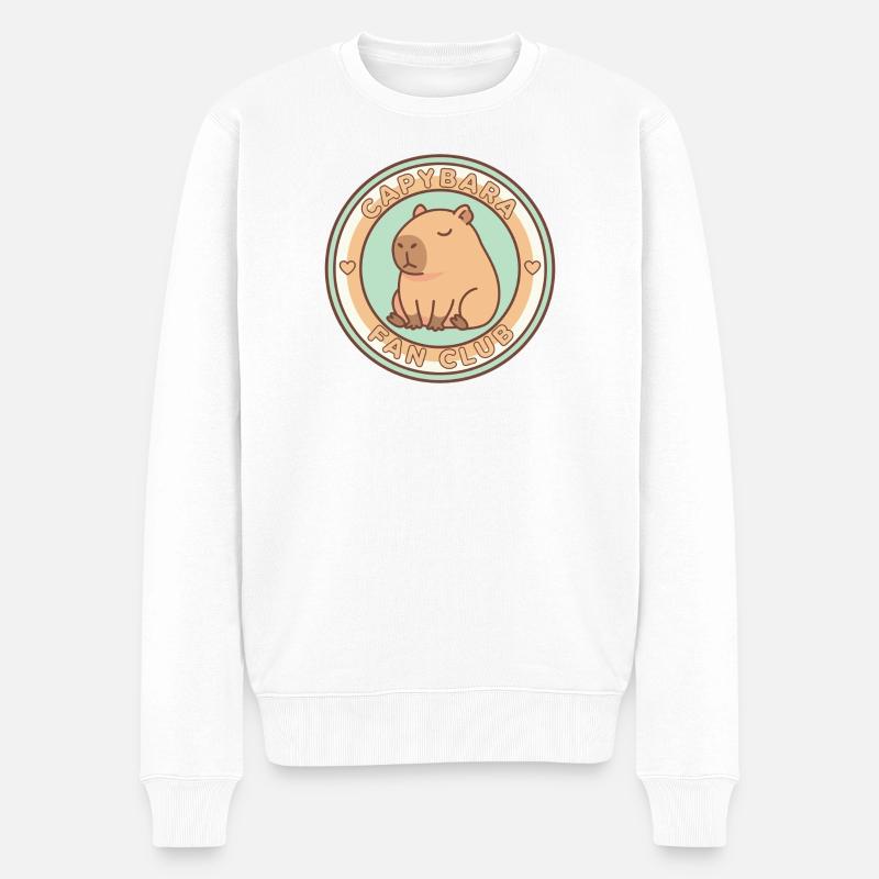 Capybara Fanclub-Emblem - Männer Premium Bio Pullover - Weiß