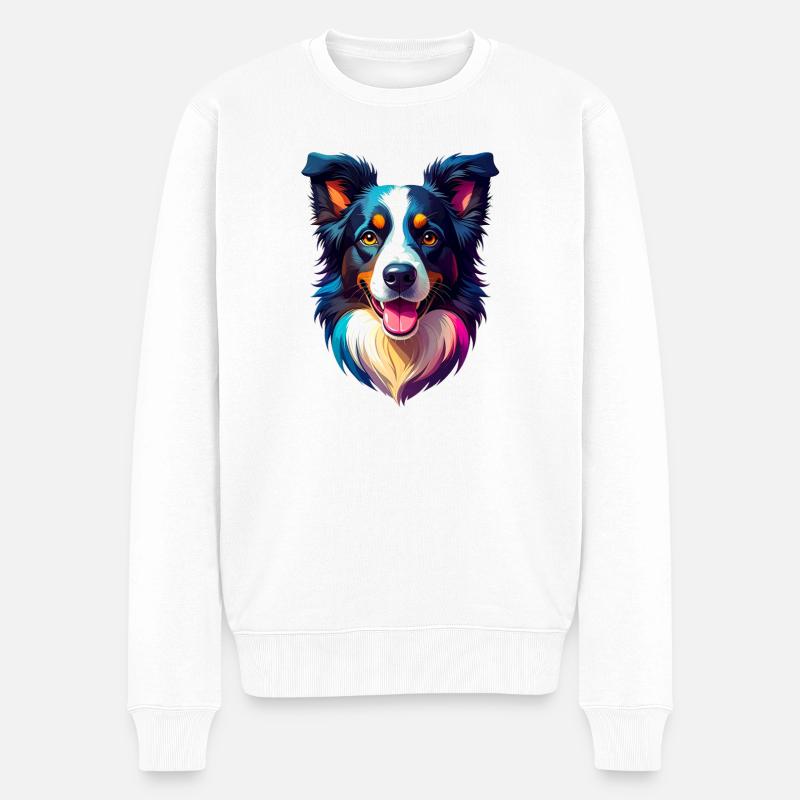 Border Collie - Männer Premium Bio Pullover - Weiß