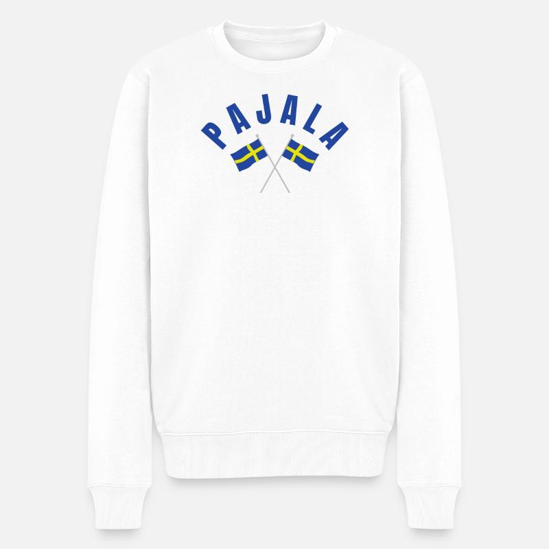 Pajala Schwedische Flaggen - Männer Premium Bio Pullover - Weiß