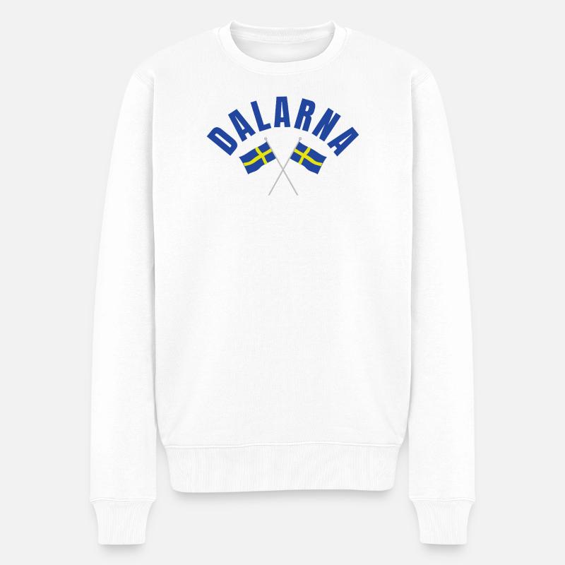 Dalarna Schweden Flaggen - Männer Premium Bio Pullover - Weiß