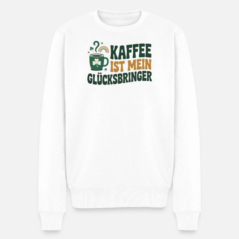 Le café est mon porte-bonheur - Pull Premium bio Homme - blanc