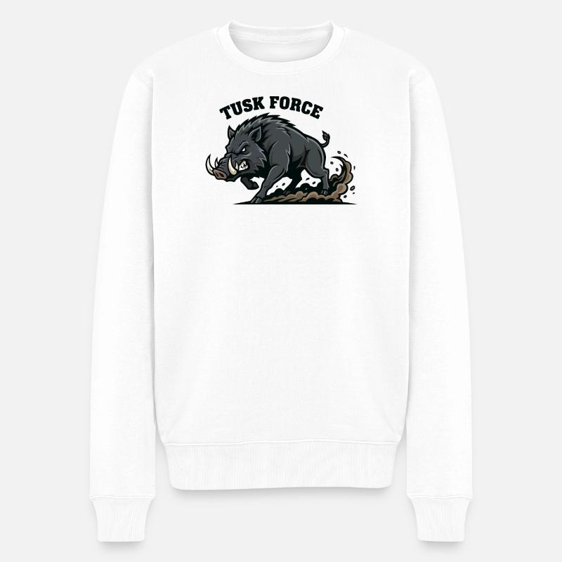 Tusk Force Wildschwein-Angriff - Männer Premium Bio Pullover - Weiß