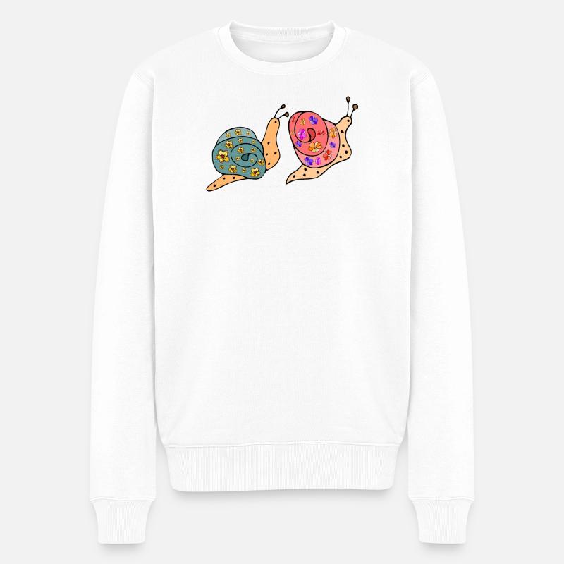 Schnecken - Männer Premium Bio Pullover - Weiß
