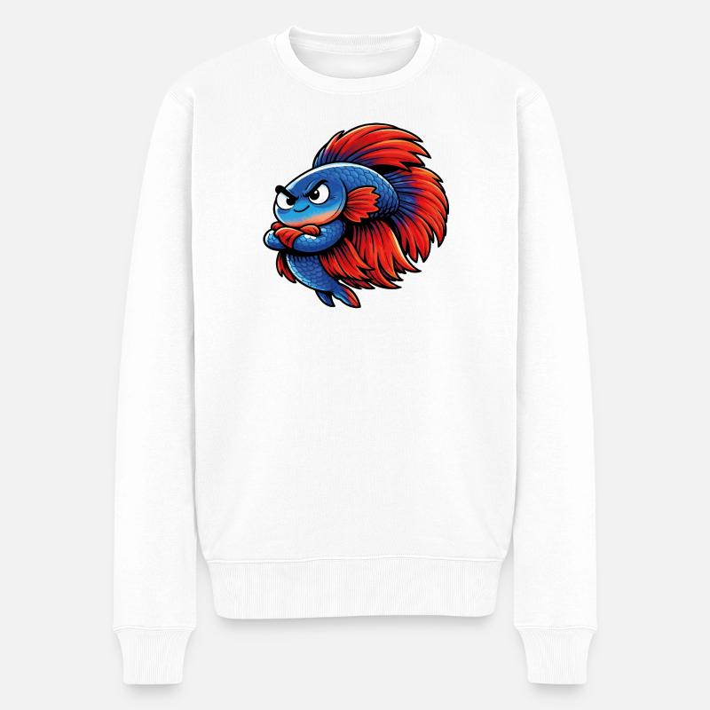 Betta bleu rouge - Pull Premium bio Homme - blanc