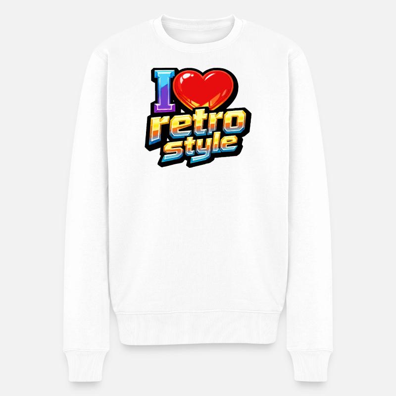 I Love Retro Style - Männer Premium Bio Pullover - Weiß