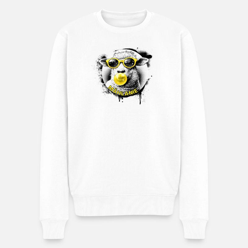 Mählanie – Mouton cool Pop Art Melanie - Pull Premium bio Homme - blanc