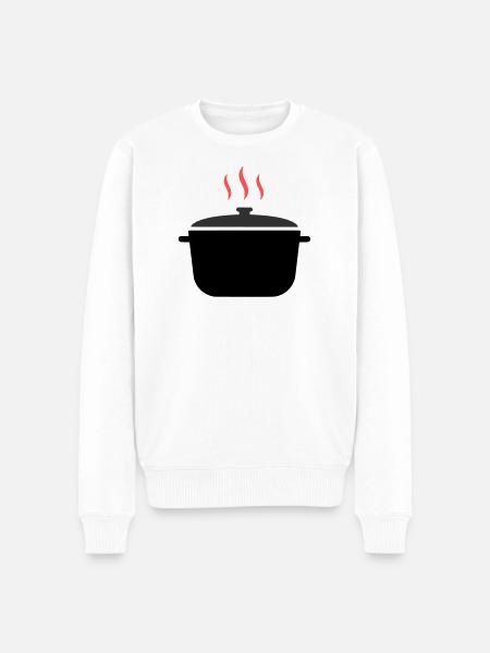 Kochtopf Dampf Kochen - Männer Premium Bio Pullover - Weiß