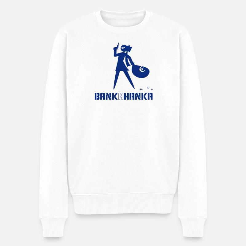 BANK A HANKA - blue - - Männer Premium Bio Pullover - Weiß
