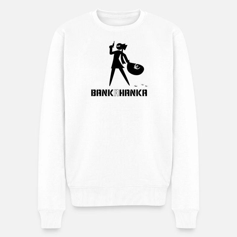 BANK A HANKA - black - - Männer Premium Bio Pullover - Weiß