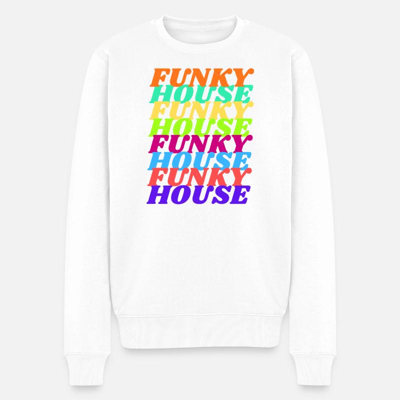 Funky House Vibes - Männer Premium Bio Pullover - Weiß