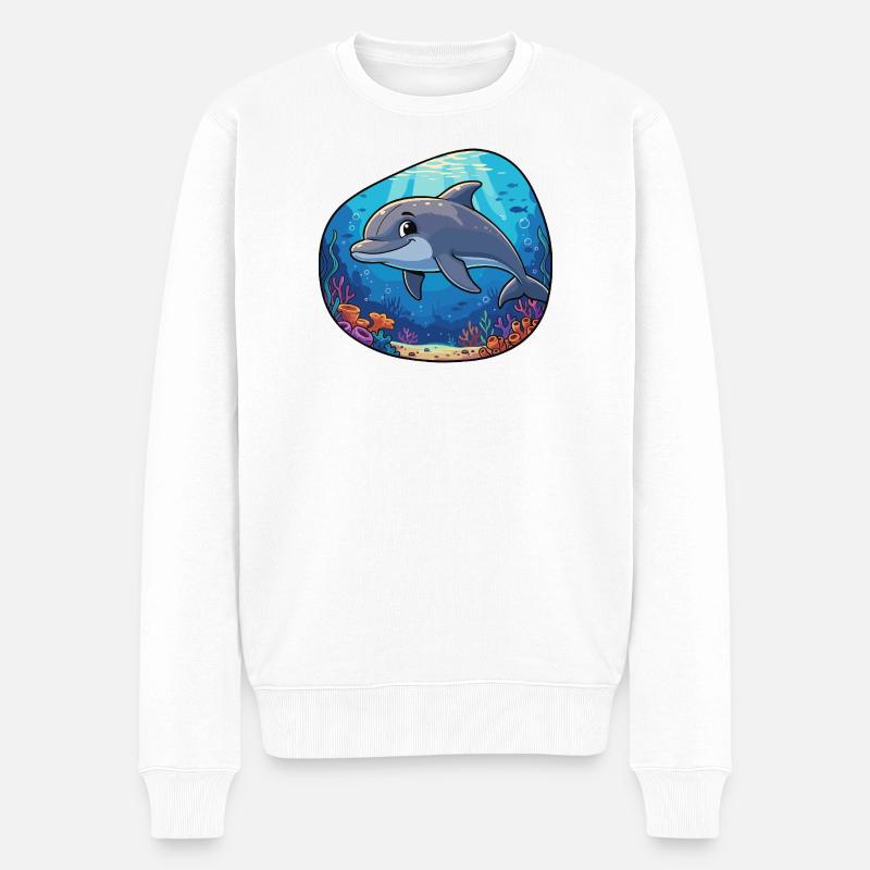 Unterwasser-Delfin im Korallenriff - Männer Premium Bio Pullover - Weiß