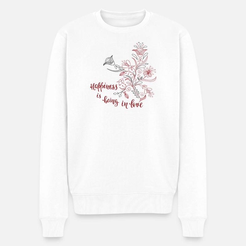 Liebe und Glück  - Männer Premium Bio Pullover - Weiß