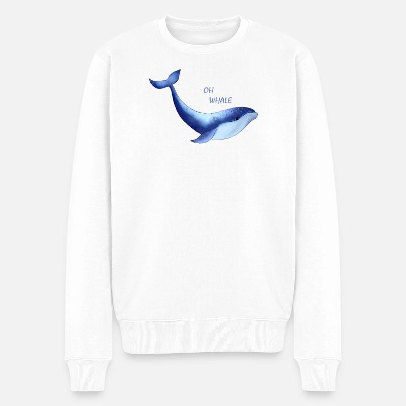 Niedlicher Wal - Männer Premium Bio Pullover - Weiß