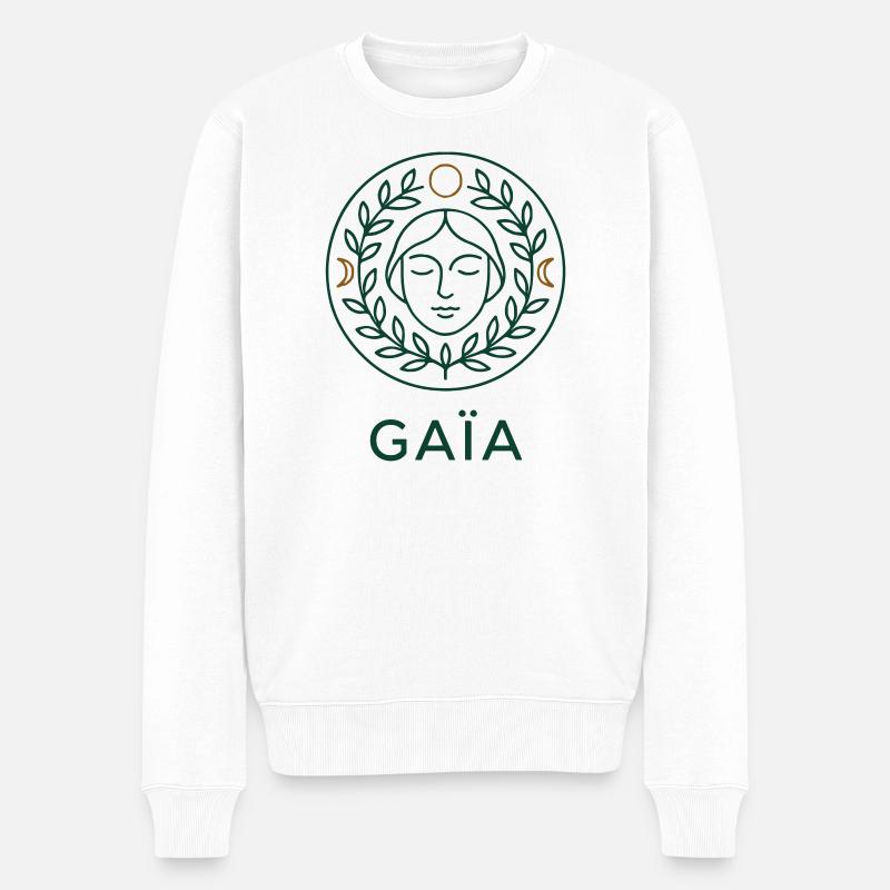 Gaia – Mutter Natur – Leben – Mond - Männer Premium Bio Pullover - Weiß