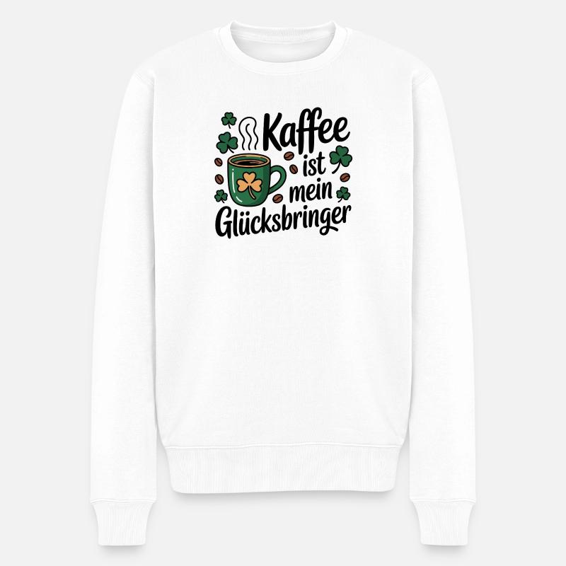 Kaffee ist mein Glücksbringer - Männer Premium Bio Pullover - Weiß