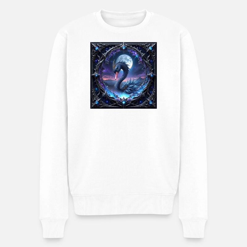 Monddrachen-Schwan in Filigran. - Männer Premium Bio Pullover - Weiß