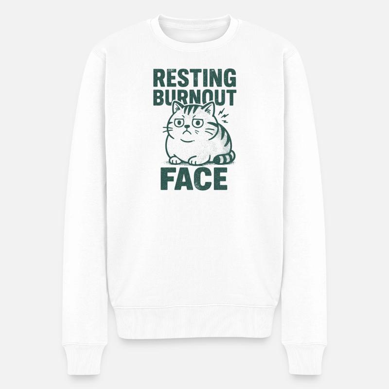 Visage de repos épuisé | Sarcasme - Pull Premium bio Homme - blanc