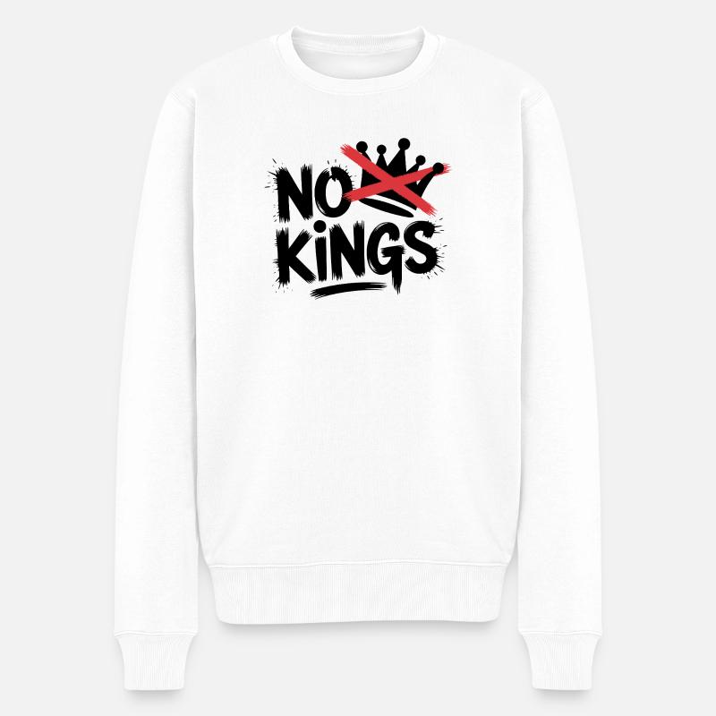 No Kings Statement Design - Männer Premium Bio Pullover - Weiß