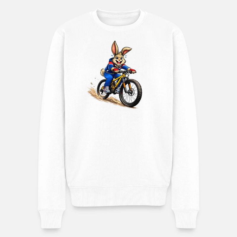 Happy bunny sur un VTT - Pull Premium bio Homme - blanc