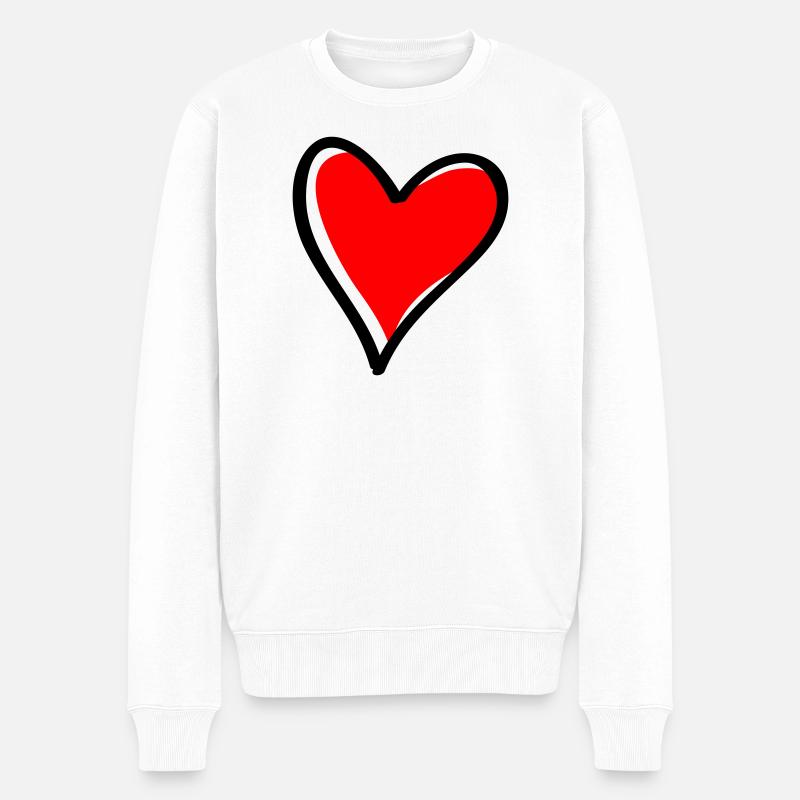 Rotes Herz Minimal-Icon - Männer Premium Bio Pullover - Weiß