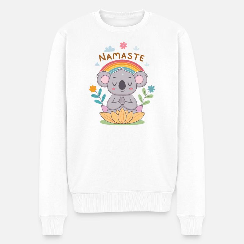 Koala Namaste Zen Regenbogen - Männer Premium Bio Pullover - Weiß
