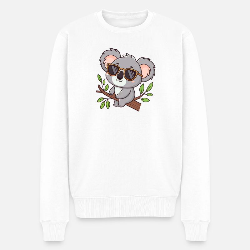 Koala chic lunettes sur branche - Pull Premium bio Homme - blanc
