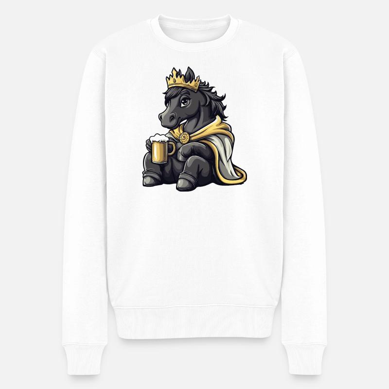 Pferd Bier König - Männer Premium Bio Pullover - Weiß